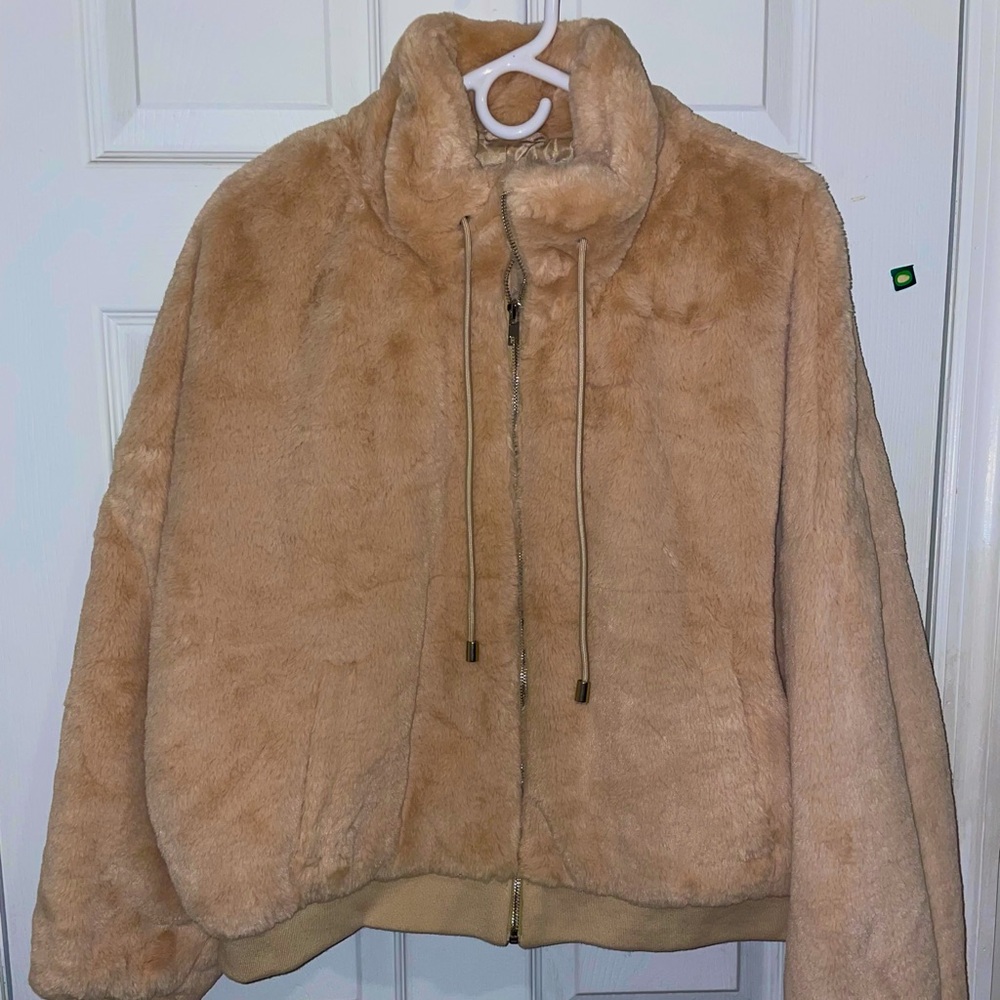 Missguided Tan Faux Fur Jacket